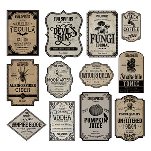 Set de Pegatinas Vintage de Boticario para Halloween, Etiquetas de Espíritus Malvados, Paquete de 12, Decoración para Botellas, Accesorio para Fiestas, Decoración Gótica de Bruja Espeluznante - Product Image 6