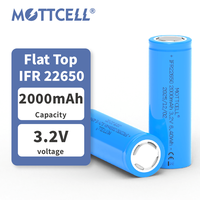 Baterai Silinder Lifepo4 IFR 22650 Flat Top 3.2v 2000mAh Baterai Lithium Ion Isi Ulang untuk Peralatan Rumah Tangga