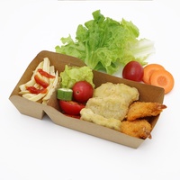 Plateau rectangulaire personnalisé en papier kraft jetable pour sushis, gaufres, hot-dogs, frites, snacks et restauration rapide, avec finition brillante ou mate