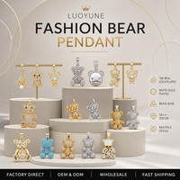 LUOYUNE Vente en gros Pendentif Ours en Peluche en Laiton Plaqué Or 18K avec Zircon Scintillant, Pendentifs de Collier pour Fêtes, Vente en Gros pour Petites Entreprises