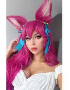 วิกผมสังเคราะห์ Ainizi ลีกออฟเลเจนด์ อาห์ริ สปิริต บลอสซัม สกิน สีแดงทั้งหมด วิกคอสเพลย์พร้อมเครื่องประดับผม - Product Image 2