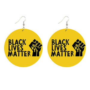 <span class=keywords><strong>Pendientes</strong></span> de aro de madera de 6cm, <span class=keywords><strong>pendientes</strong></span> con pintura al óleo africana, black lives matter, fabricante de china, venta al por mayor - Product Image 1