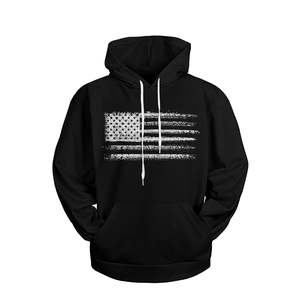 Heavy Duty Men's USA Hoodie Patriotic Print Jersey de bolsillo cosido con doble aguja - Product Image 4