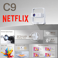 Mini-projecteur intelligent Android 14 personnalisable avec Wi-Fi et écran miroir, 4K, pour cinéma maison et utilisation extérieure