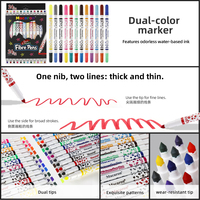 Marqueur de couleur double pointe Macaron, 12 pièces, 24 couleurs, encre lavable, sans danger et inodore, ensemble de marqueurs de couleur