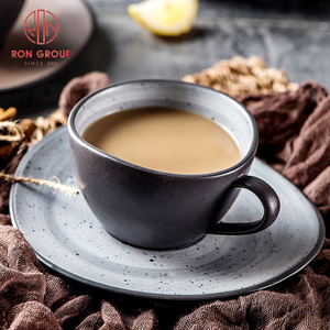 Ensemble de tasses à thé arabes RON Group, vente chaude, en porcelaine, <span class=keywords><strong>noir</strong></span> mat, céramique, espresso, cappuccino, <span class=keywords><strong>latte</strong></span>, tasse à café et soucoupe - Product Image 1