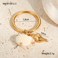 Bague de doigt plaquée or de conception de coquille d'acier inoxydable de thème d'océan de style bohème à la mode