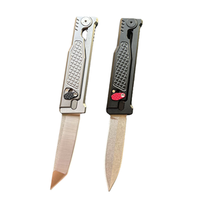 Fournitures d'usine multi-usages D2 acier Clip Point couteau utilitaire Camping en plein air survie couteau de poche bricolage OEM poignée en aluminium - Product Image 1