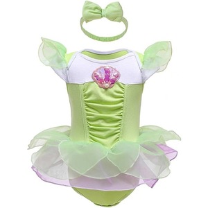 Costume da Principessa per Festa di Carnevale, Tutina Intera con Fascia per Capelli, Verde, per Halloween e Compleanni - Product Image 1