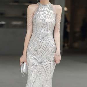 Vestido de noche elegante de moda para mujer, vestidos de fiesta de sirena con hombros descubiertos, vestido de fiesta ajustado para mujer - Product Image 2