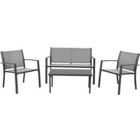 Ensemble de meubles de patio d'extérieur 4 pièces Ensemble de conversation moderne tout temps avec chaises Ensemble de canapé avec table en verre