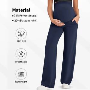 Leggings de maternité grande taille pour femmes, taille européenne S-XL, 9 couleurs, pantalon palazzo décontracté très élastique et confortable, porté au-dessus du ventre - Product Image 6