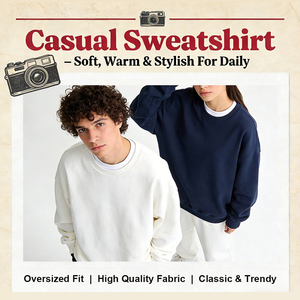 Sweat-shirt minimaliste pour homme à col rond, couleur unie, manches longues, pull basique pour tous les jours - Product Image 3