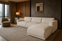 Canapé en L moderne et minimaliste avec design modulaire pour une combinaison facile, offrant une expérience d'assise confortable et douce