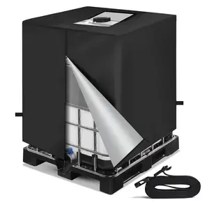 420D IBC غطاء خزان مظلة واقية من الماء غطاء محرك السيارة للسيارة خزان مياه للحديقة أسود لبرميل خزان المياه