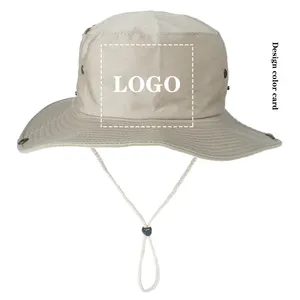 wholesale custom logo hair accessories outdoor waterproof boonie hat wide brim breathable hunting fishing safari sun hat for men