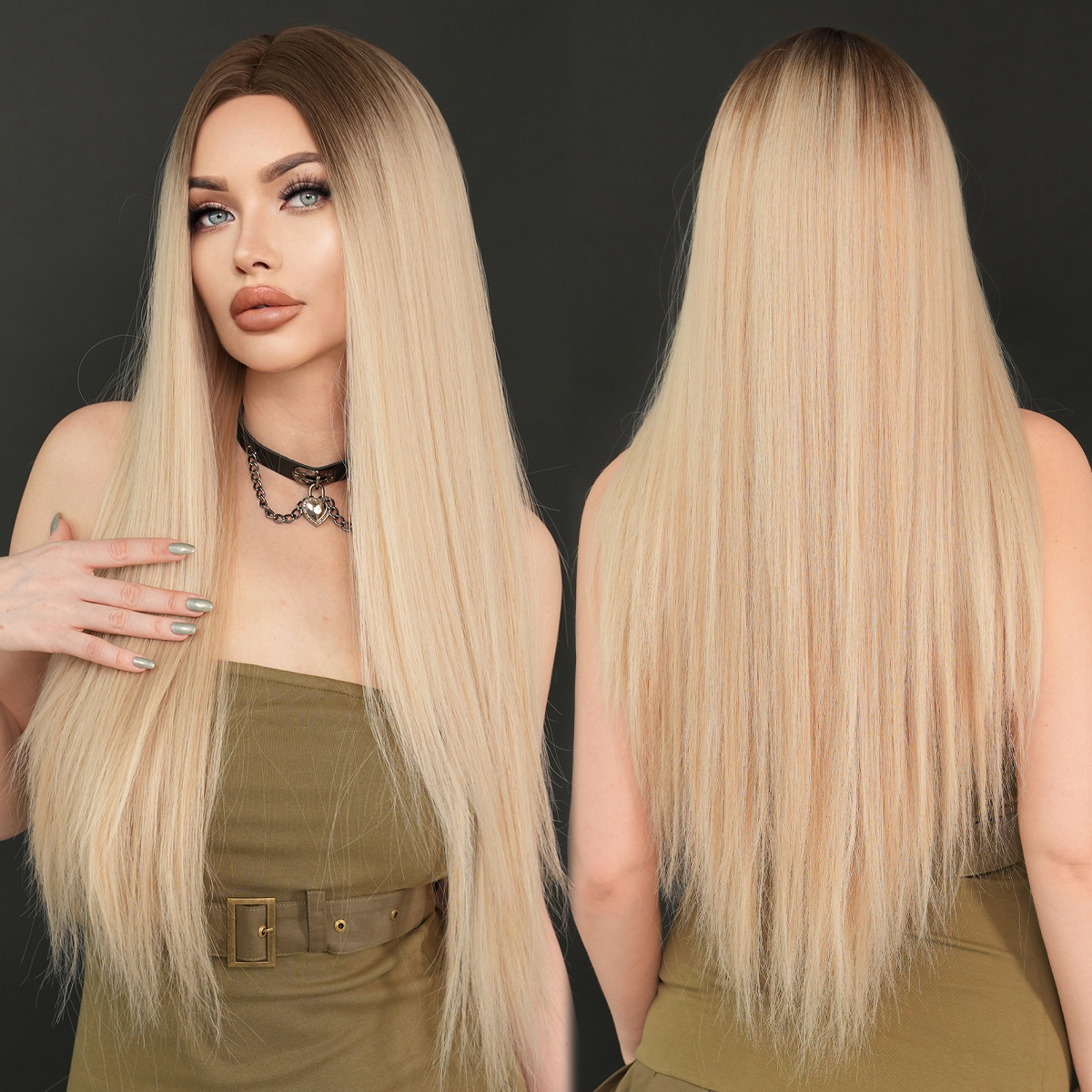 613 Blond Synthetic Hair Wigs - 32 Inch Long Straight Hair  display picture 1