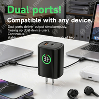 HUGEEL Nouveau chargeur USB C 25W, adaptateur de voyage Type C avec affichage HD discret, charge rapide PD pour téléphone et tablette, kit de charge