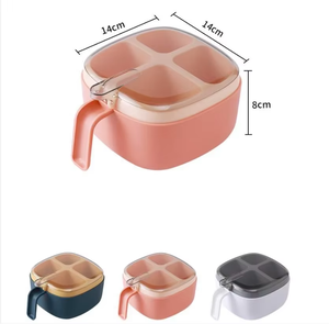 Caja de especias 4 en 1 con cuchara, contenedor de condimentos con múltiples compartimentos para sal, pimienta y especias, tarros, recipientes, accesorios de cocina - Product Image 6