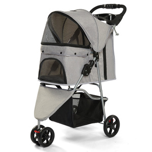 Portable Outdoor Foldable Dog <b>Stroller</b> Cart Luxury Elegant Cloth Pet Trolley Cup Holder Wheels Small Size Featuring Animal - Product Image 1