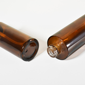 Botellas Cilíndricas de Lujo para Lociones de Cuidado de la Piel, de Vidrio Ámbar Grueso con Hombro Plano, Set de Botellas con Bomba para Aceite Facial, Suero y Tónico Cosmético - Product Image 3