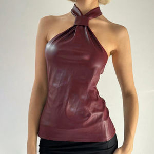 Camisola Sexy Y2K de Punto Transpirable con Cuello Halter y Detalle de Lazo/Anudado en la Parte Delantera - Product Image 4