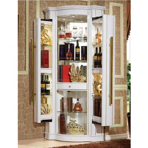Vitrina de Madera Roja para Vinos, Mueble Clásico de Metal para Cocina, Mueble Moderno de Acero Inoxidable para Sala de Estar, 1 Set T/T - Product Image 2