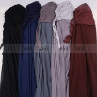Ensemble pratique de foulard hijab en polyester et mousseline, style malaisien Hui, modeste, avec chapeau ajustable, pour l'exportation