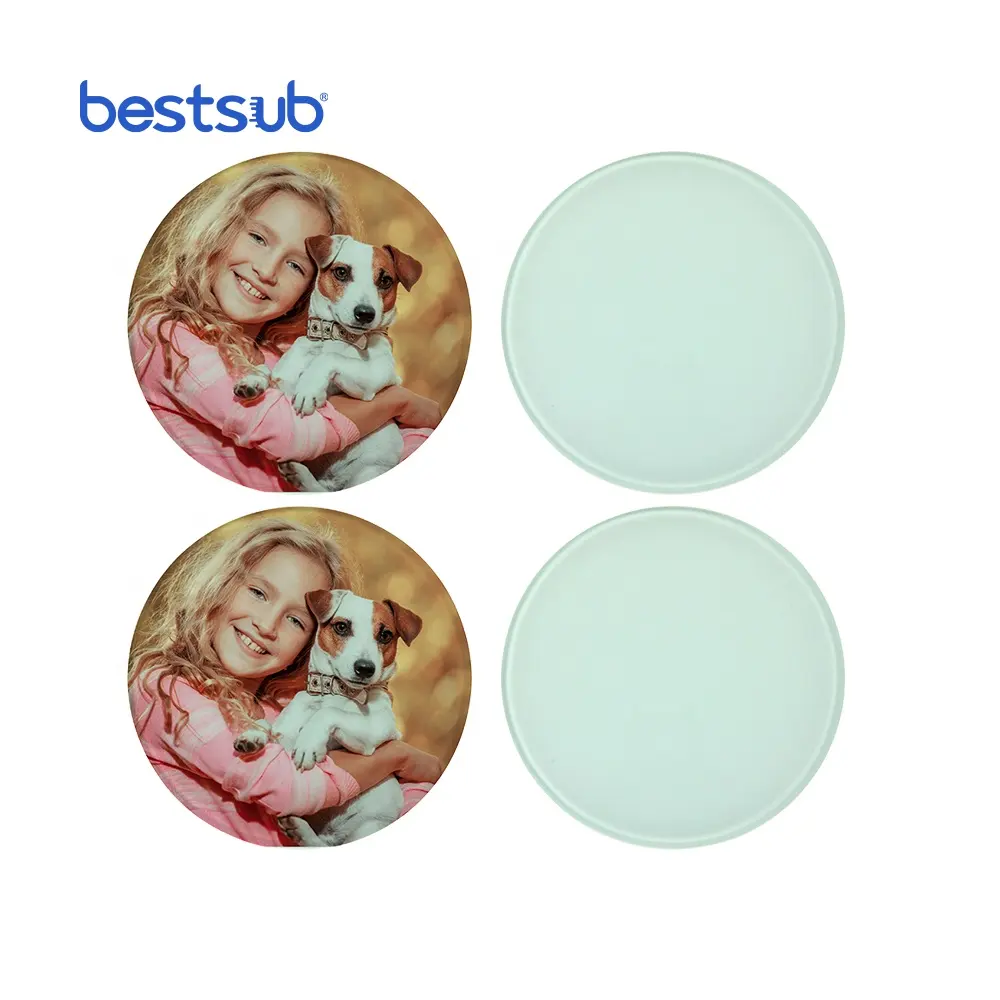 Bestsub Wholesale Personalized Blanks 10cm Round Sublimation Coasters Blank Coaster Glass