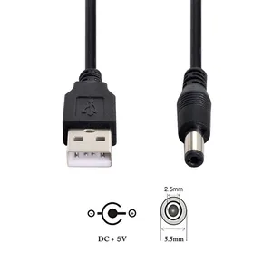 Atacado 5.5x2.1mm 5v alimentado usb para dc cabo usb para dc