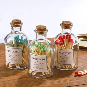 Safety Mini Glass Long Incense Candle Colored Matches Glass Jar With Striking Candle Matches In Glass Jar Match Box