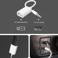 Adaptateur USB femelle vers 3.5mm mâle pour voiture Cordon audio 3.5mm mâle Prise audio auxiliaire vers USB 2.0 femelle Câble USB