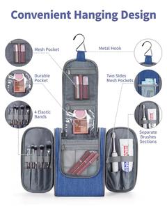 Sac de toilette de voyage bleu marine pour femmes et hommes, 6 compartiments organisateurs, sac de rangement pour maquillage - Product Image 2