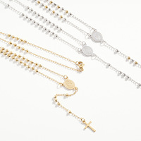 CYNYA 59 pièces en acier inoxydable vierge marie chapelet mâle non terni femelle titane acier crucifix collier chaîne de cavalier