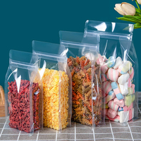 Pochette transparente à fermeture éclair sur 8 côtés, sac en plastique réutilisable à fond plat pour le stockage et l'emballage de pâtes, bonbons et aliments