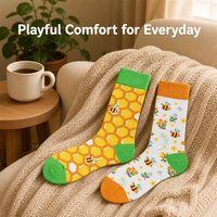 Chaussettes décontractées à motif abeille de dessin animé, mélange de coton, pour femmes, hommes et enfants, cadeau amusant pour l'automne