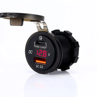 Chargeur de voiture 12V double USB C PD3.0 Type C QC3.0 avec prise de courant et voltmètre LED