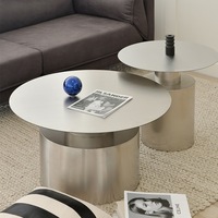 Table basse combinée en acier inoxydable moderne JXT, table d'appoint en métal léger, table basse ronde