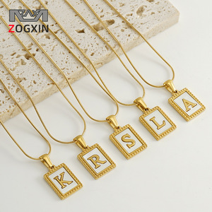 Zogxin Stainless Steel Snake Chain Letter Necklace 18K Gold Plated Pendant Women's Jewelry Gift Fashion Pendant Necklaces - Product Image 1
