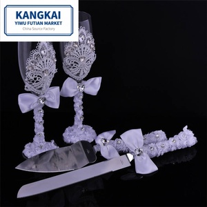 Vendita calda matrimonio Champagne tostatura flauto anniversario bicchieri con papillon in seta e pizzo bicchiere da vino creativo - Product Image 1