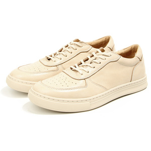 Off White Slightly Distressed Vegetable Tanned <b>Leather</b> <b>Sneakers</b> Lace Up Breathable Youth Walking Shoes - Product Image 5