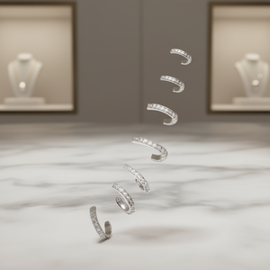 Orecchini a polsino E1321 con diametro interno 5mm, cristalli e strass incastonati, gioielli unisex di tendenza in lega - Product Image 2