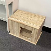 Cave pour chat en bois de sapin naturel, motif animalier moderne de luxe, avec étagère supérieure, vente directe d'usine, logo personnalisable, MOQ 1 pièce