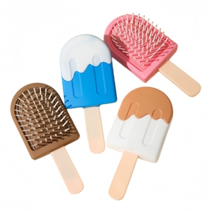 Cepillo de Pelo Portátil Mini con Cojín de Aire, Diseño Encantador de Helado, Peine Masajeador de Cuero Cabelludo, Herramienta Compacta <span class=keywords><strong>para</strong></span> Peinar el Cabello de Uso Diario - Product Image 2