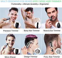 Kemei — tondeuse électrique professionnelle, rasoir pour cheveux et barbe, nez, à faible bruit, avec écran Lcd, 6 en 1