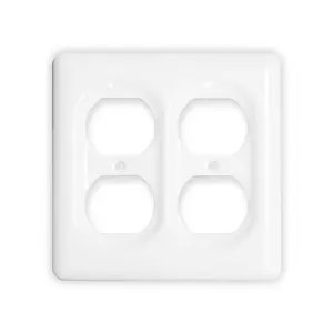 USA White Porcelain Double Duplex For Flush Mounting Retro Electrical Wall Switches Outlet Cover Plate