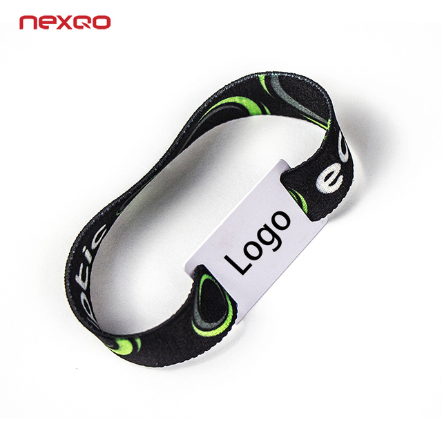 Custom Logo Christian Daily Bible Verse Quote NFC RFID Stretchy Bracelet Woven Elastic Fabric Wristbands with NFC 213 215 Chip