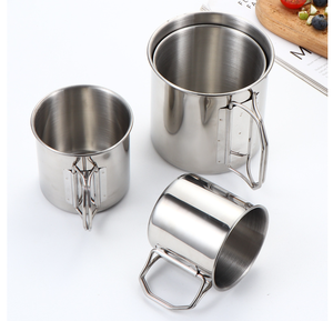 DF304 250ml 350ml 500ml 750ml Tasses à eau pliantes d'extérieur en acier inoxydable SUS 304 - Product Image 3