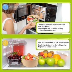 Compostable dùng một lần các tông đưa ra container thực phẩm kraft giấy súp salad Ramen bát với nắp rõ ràng - Product Image 3