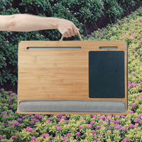Bureau portable en bambou avec coussin et tapis de souris, plateau de lit, table d'étude avec support pour téléphone pour la maison et le bureau